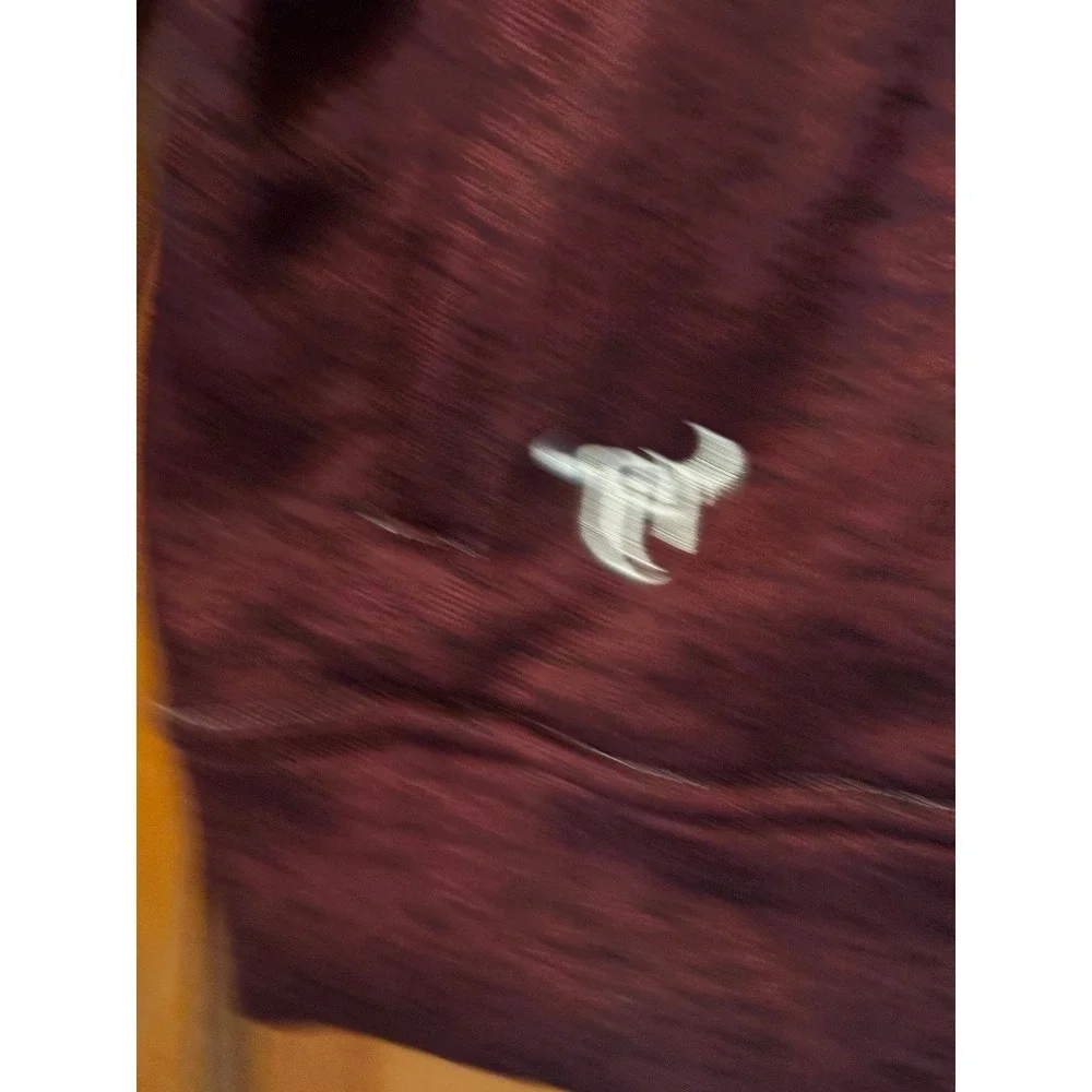 Cowboy Hardware Quarter Zip Pullover XXL Burgundy Heathered‎ Logo Western Fleece